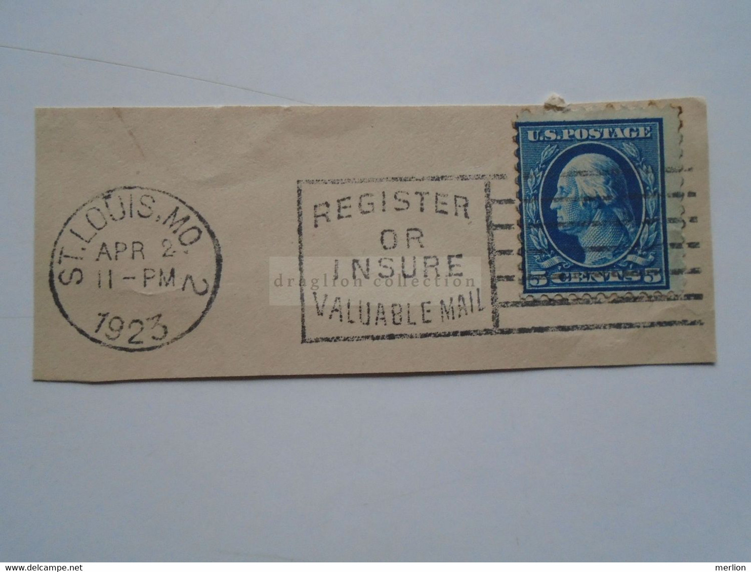 D176432  USA United States   Cover  Cut Out  Cancel 1923 - St. Louis  - Register Or Insure Valuable Mail - Otros & Sin Clasificación