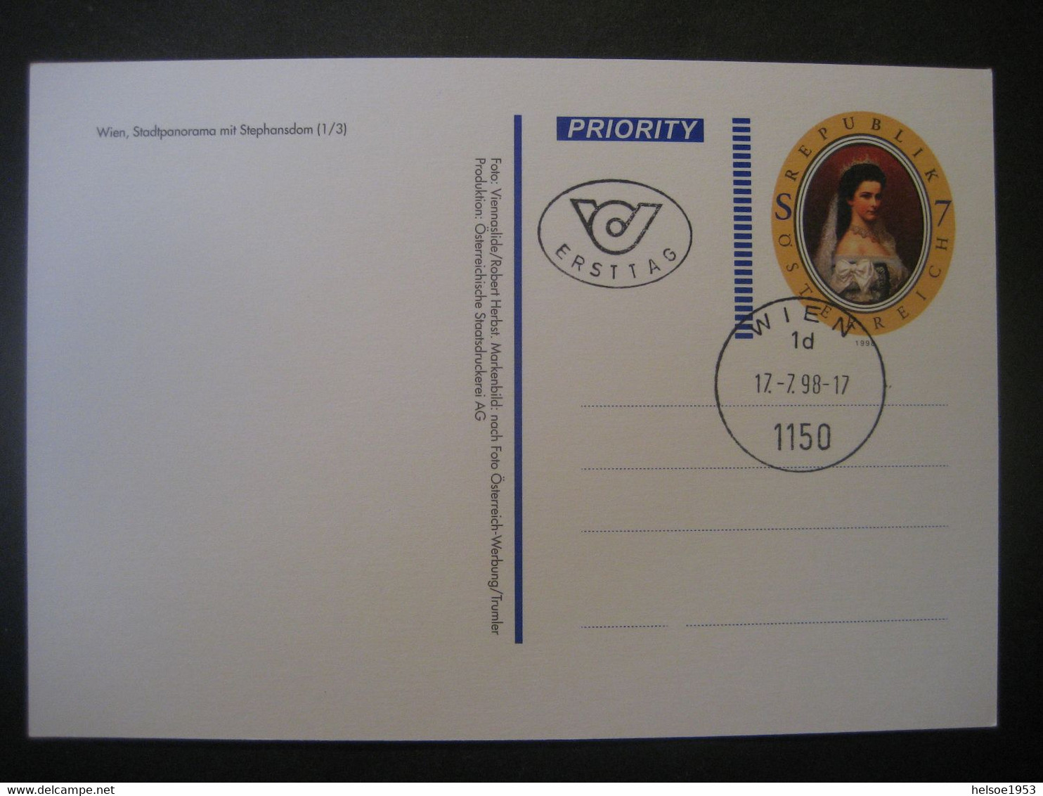 Österreich 1998- Ganzsache FDC Bild-Postkarte "Servus In Wien" Nr. 3 Mit Tagesstempel - Cartas & Documentos