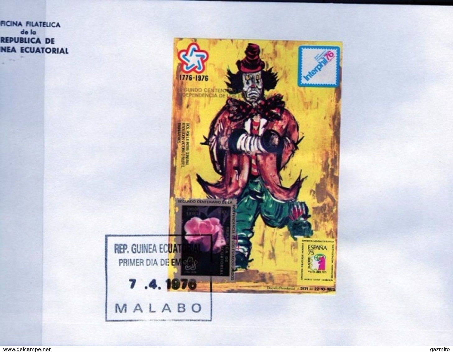 Guinea Equat. 1979, 200th American Indipendence, Clown, Rose, BF In FDC - Cirque