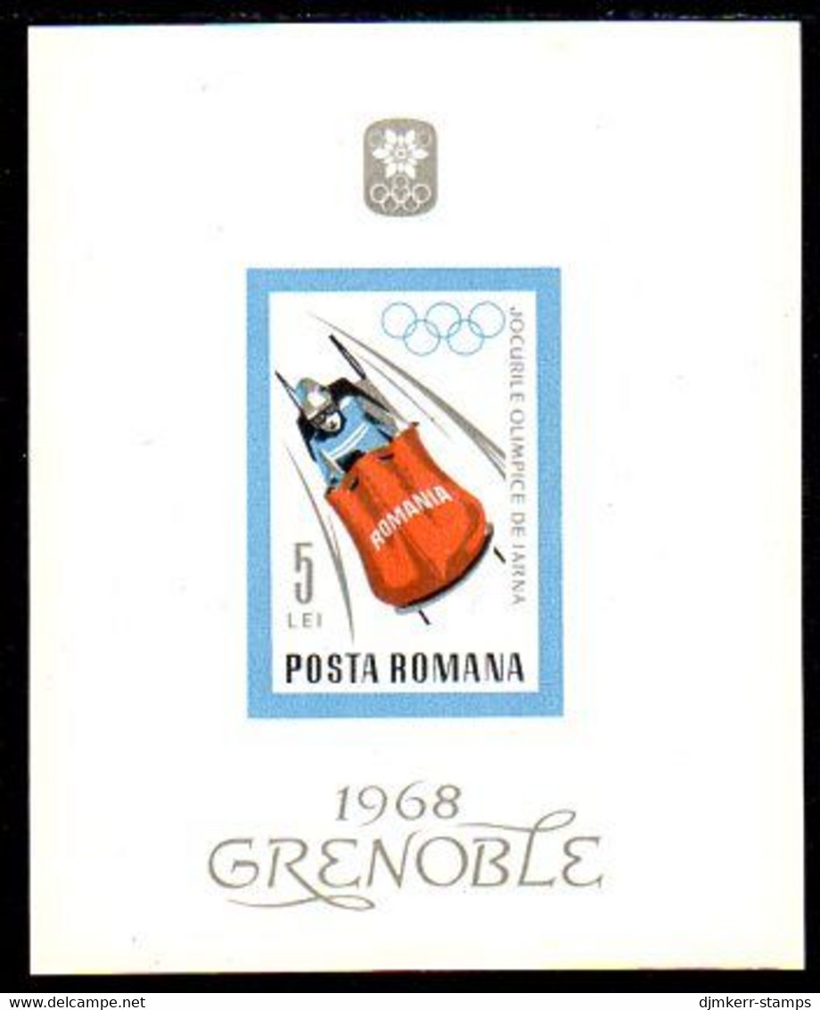 ROMANIA 1967 Winter Olympics Block MNH / **.  Michel Block 64 - Blocks & Kleinbögen