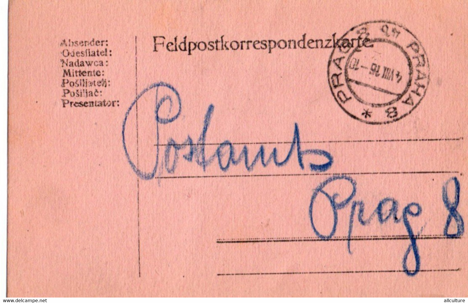 A118 -  FELDPOSTKORRESPONDENZKARTE PRAG , PRAHA   1WW 1916 - WO1