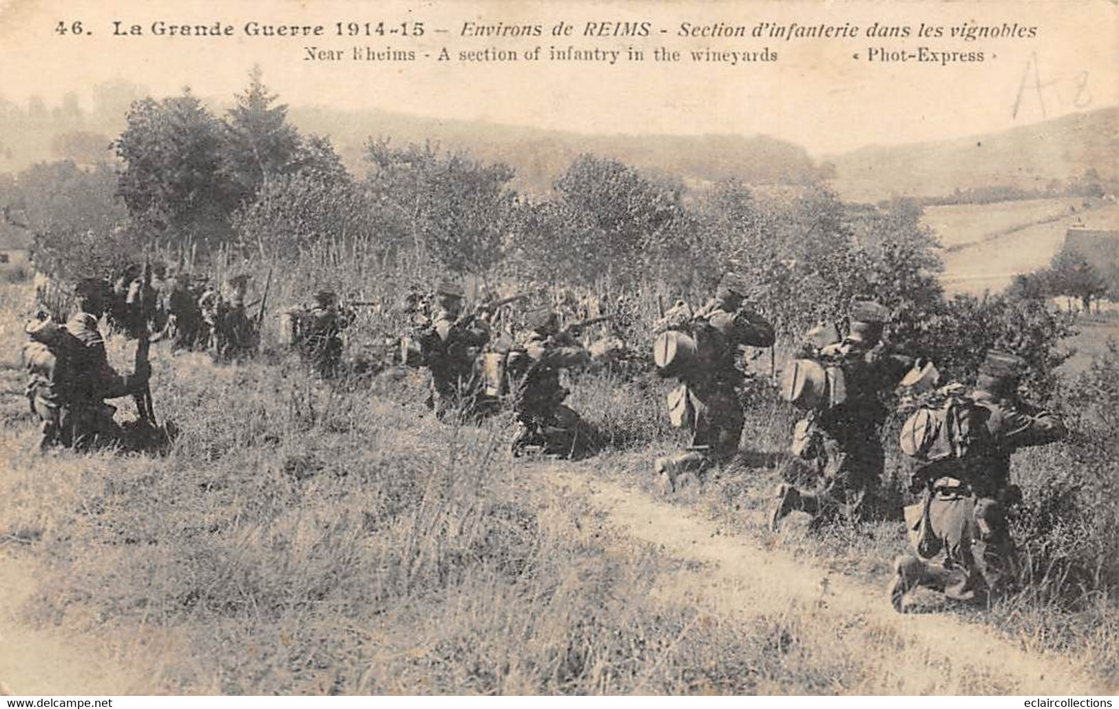 Reims (environs)    51     Guerre 14/18     Section D'infanterie Dans Le Vignobles              (voir Scan) - Reims