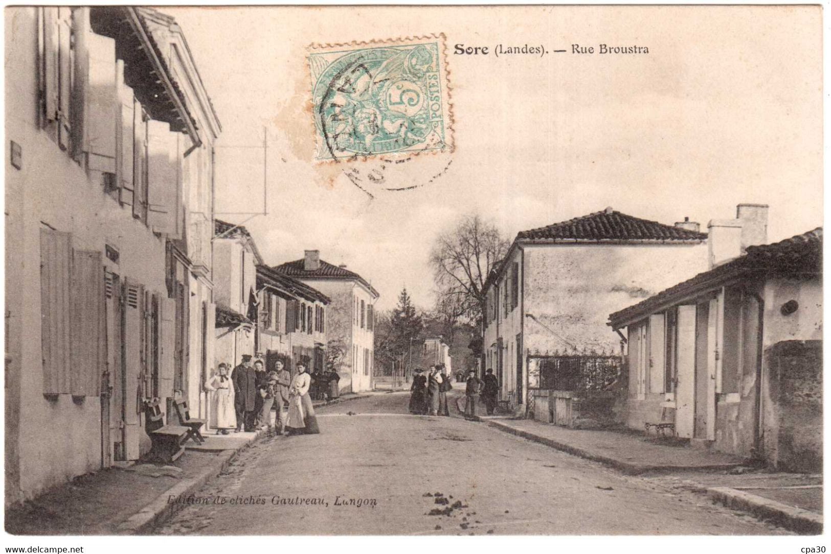 CPA LANDES.SORE.RUE BROUSTRA - Sore