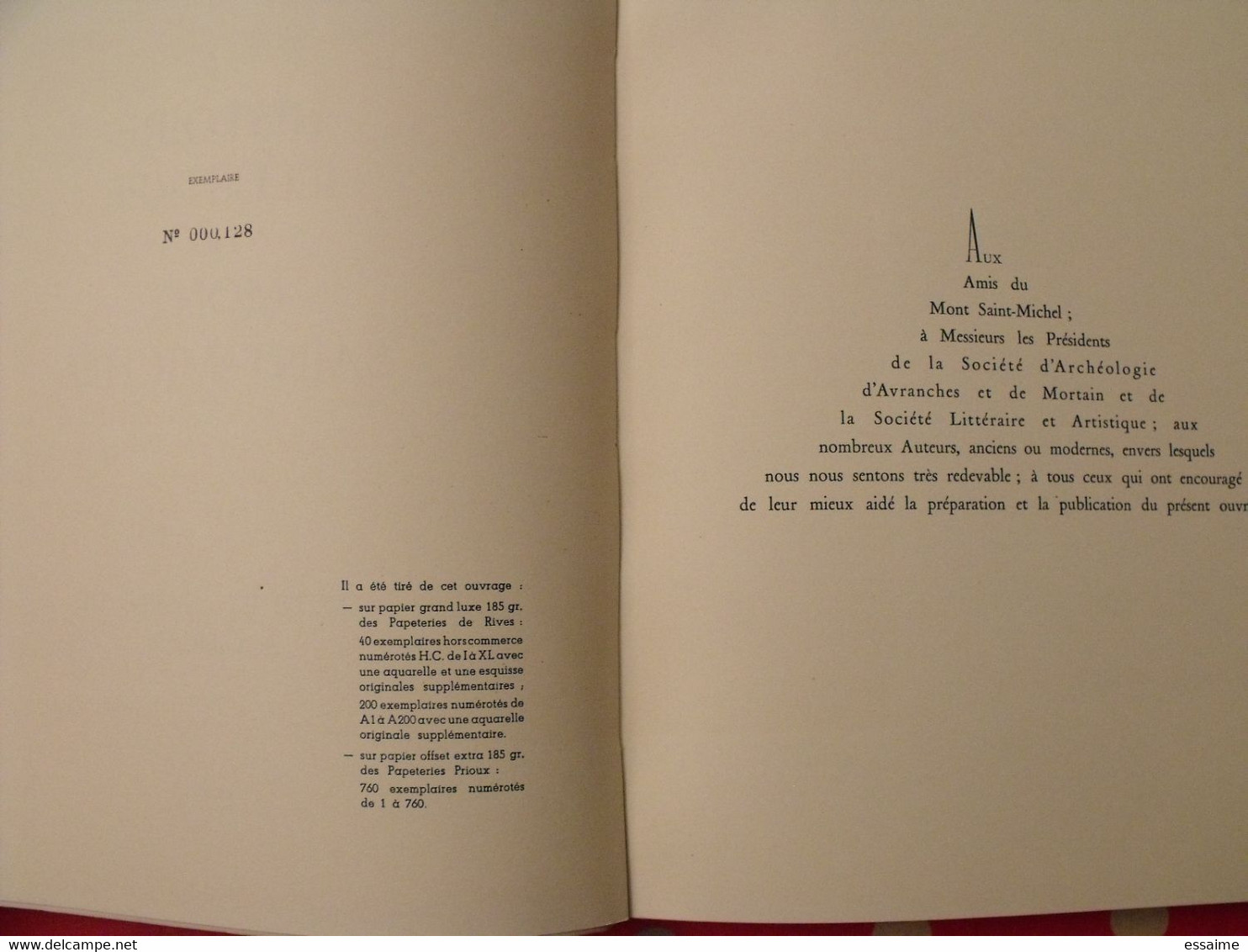 histoire illustrée du Mont Saint-Michel. texte et dessins de A; Gardin. édition numérotée (128) + dédicace. 1950