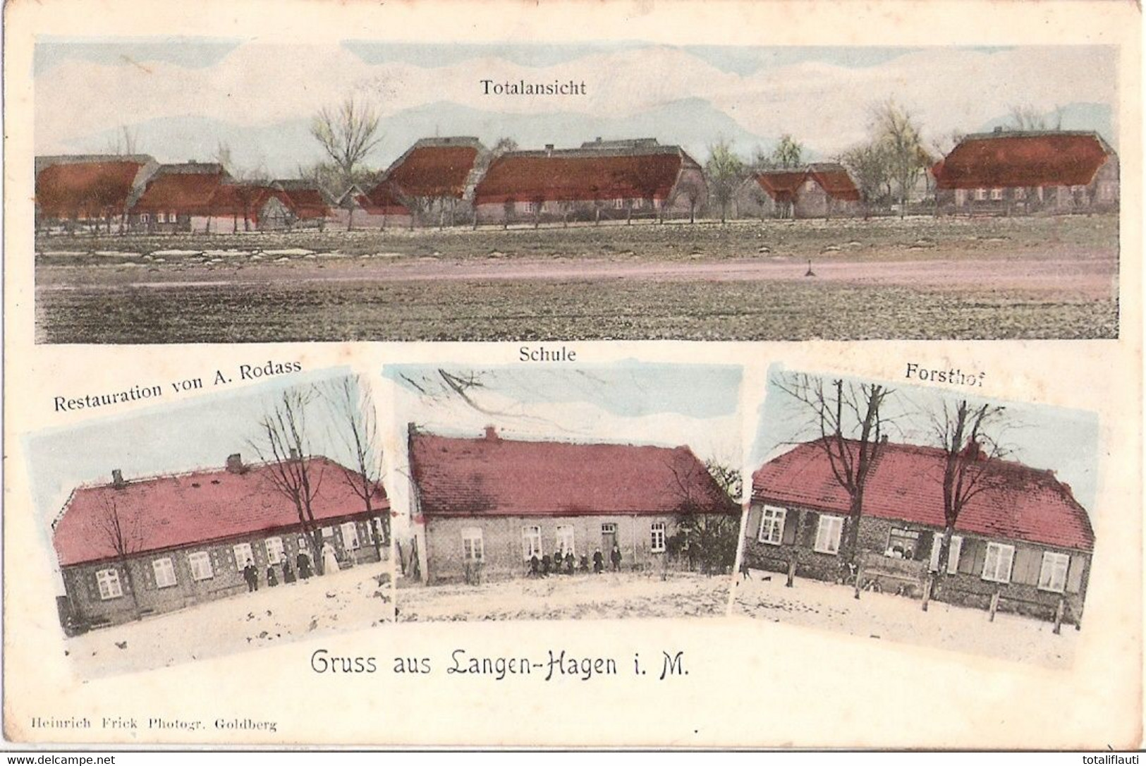 LANGEN HAGEN Techentin Mecklenburg Langenhagen Restaurant A Rods Schule Forsthof 16.8.1908 Gelaufen - Goldberg