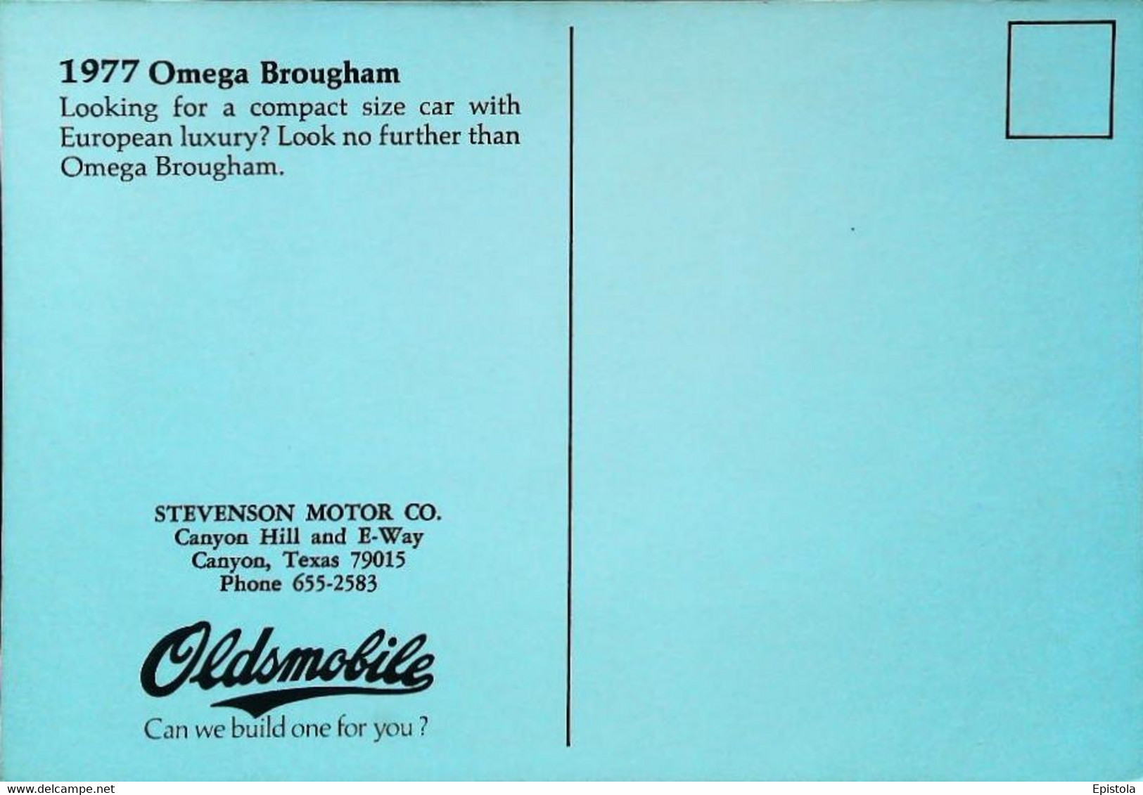 ► Automobile Publicité OLDSMOBILE - Omega 1977  Bldg & Groom Service USA  - Maxi Carte 17 X 12 Cm - Rutas Americanas