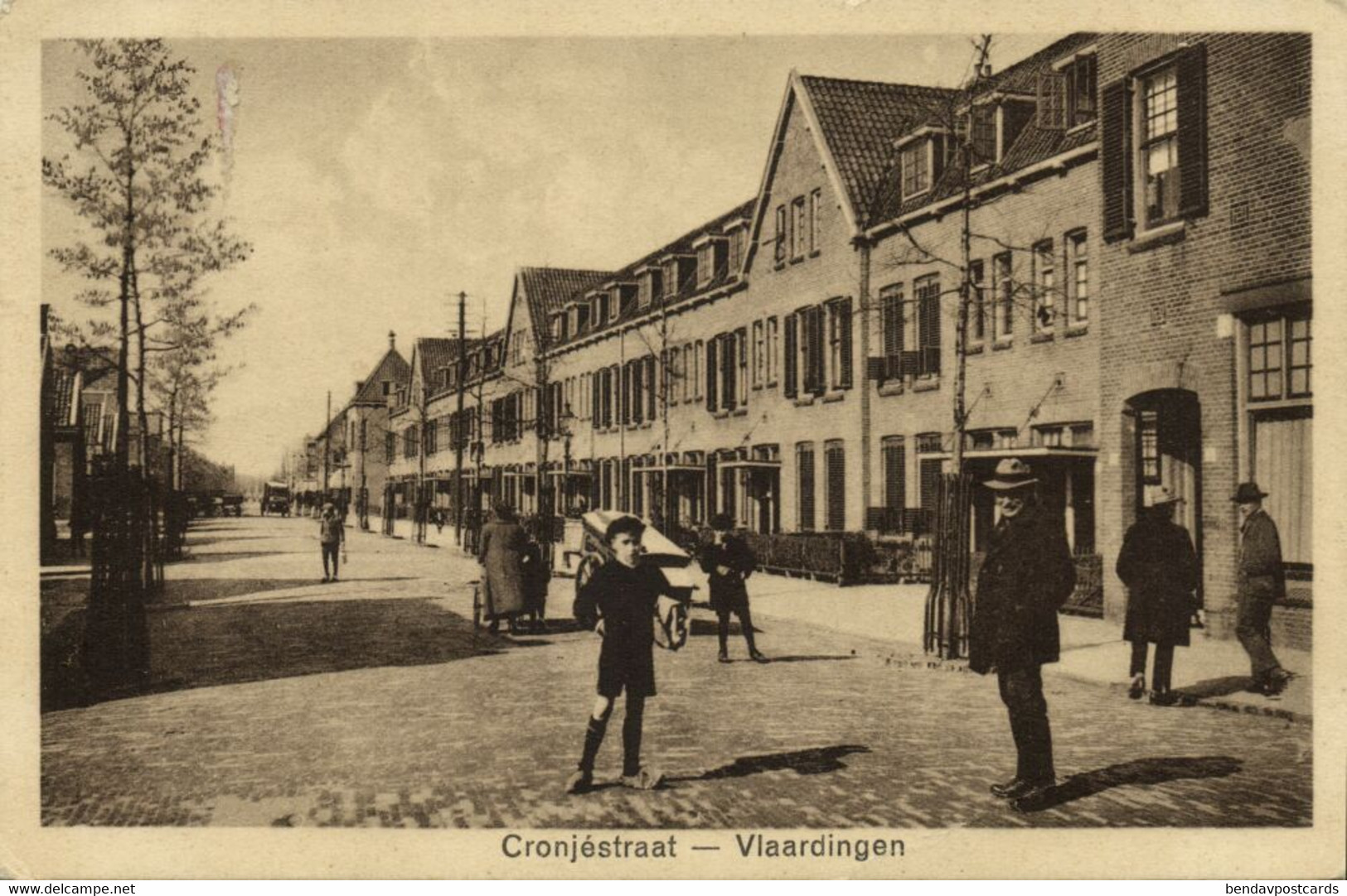 Nederland, VLAARDINGEN, Cronjéstraat Met Volk (1929) Ansichtkaart - Vlaardingen