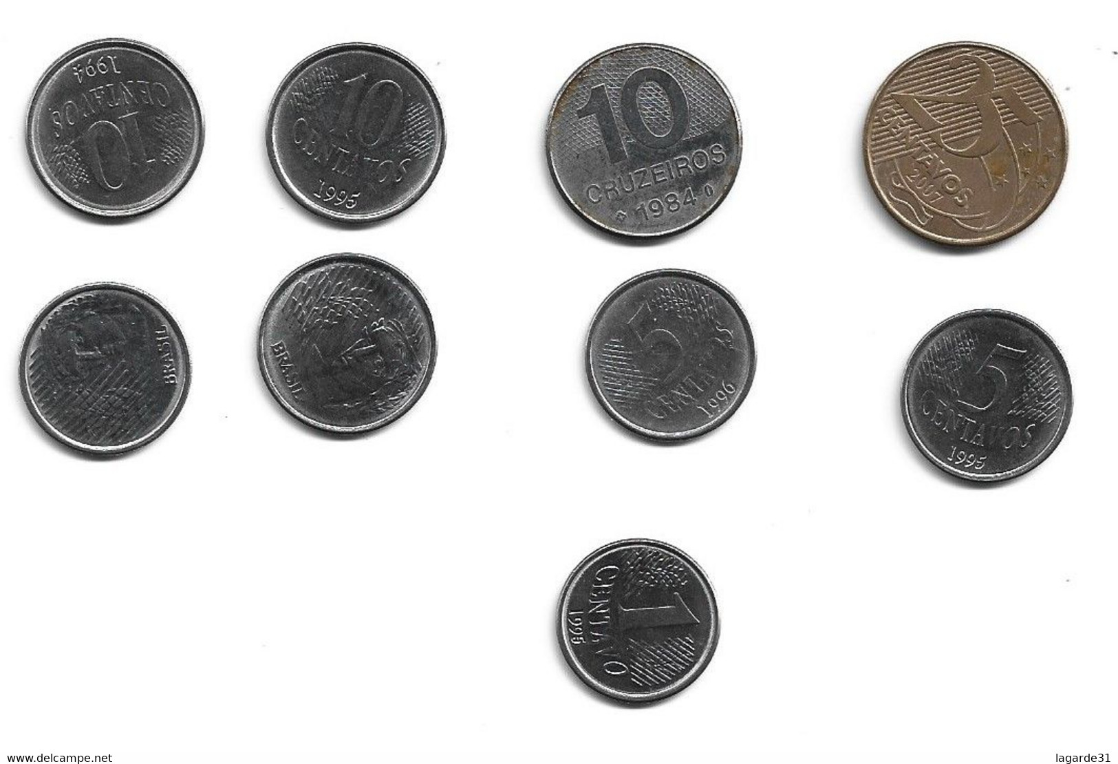 Lot De 9 Pieces De Monnaies à Decouvrir Brésil - Brazil