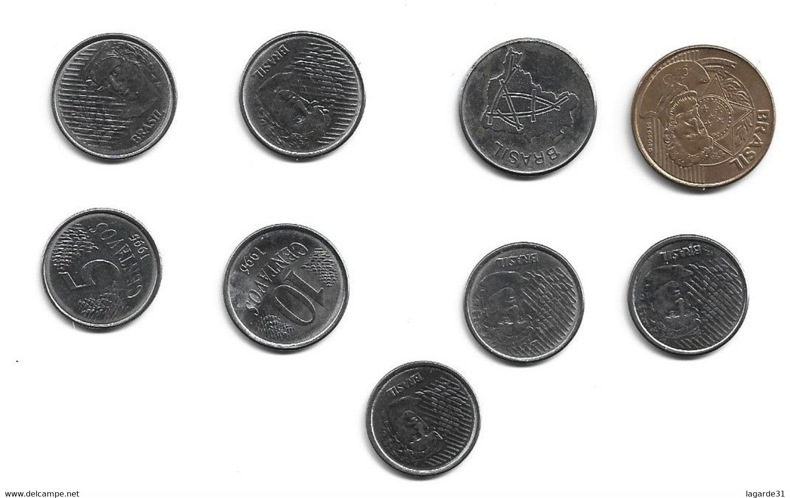 Lot De 9 Pieces De Monnaies à Decouvrir Brésil - Brasil