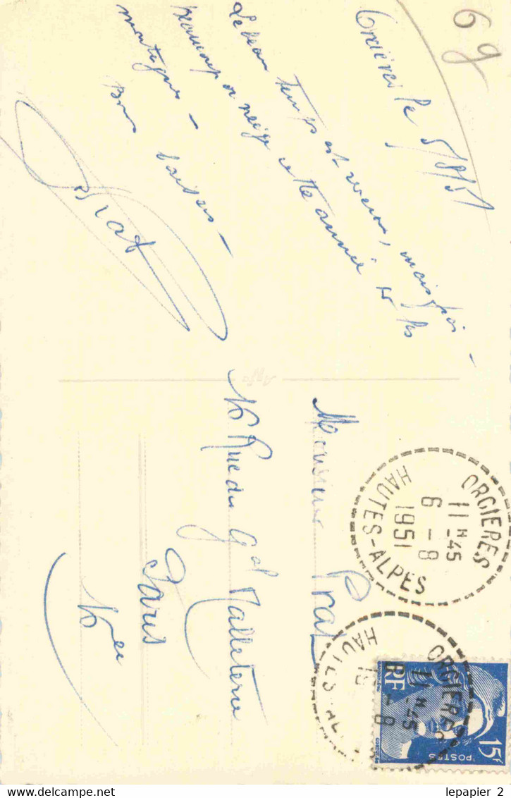 05 A Identifier 1951  CARTE PHOTO Format CPSM Petit Format Cachet Orcières - Andere & Zonder Classificatie