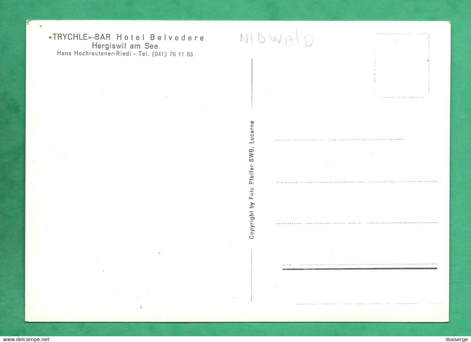 Suisse NW Nidwald Hergiswilam See Trychel Bar Hotel Belvedere Format 10,5cm X 15cm - Hergiswil