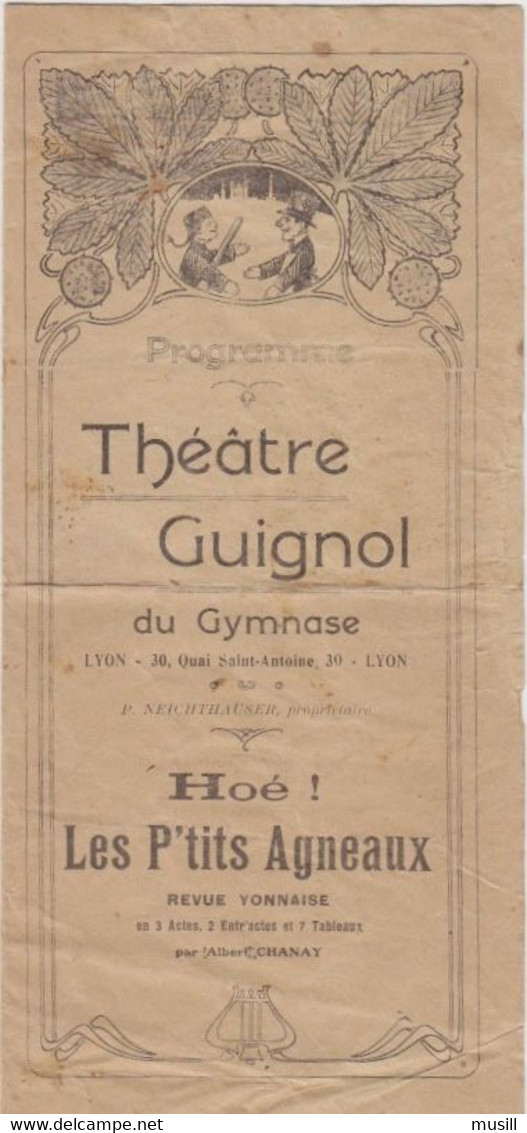 Programme.Théâtre Guignol Du Gymnase, P. Neichthauser, Propriétaire. Hoé! Les Ptits Agneaux. Revue Yonnaise. - Programmes