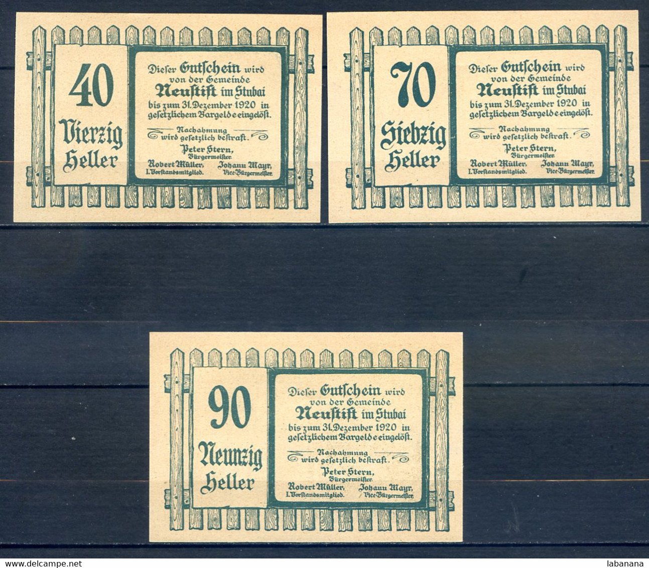 494-Neustift Billets De 40,70 Et 90h 1920 - Oostenrijk