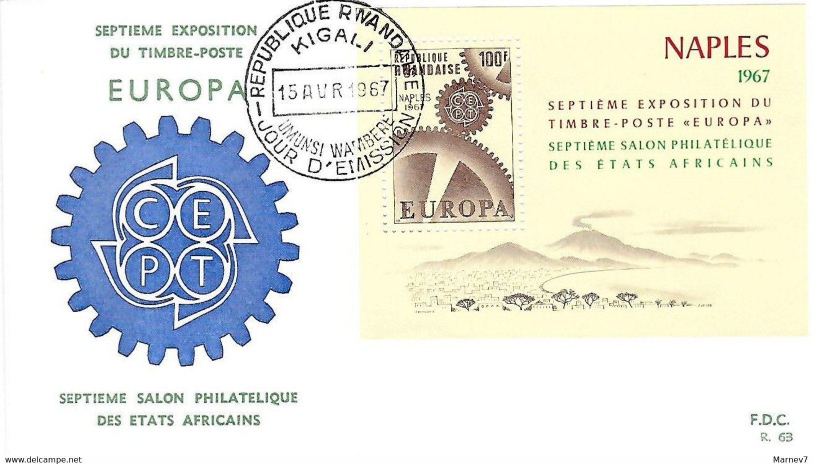 RUANDA - RWANDA - EUROPA - 1er Jour 15 Avril 1967 - 2 Enveloppes - 7e Salon Etats Africains - Blocs 8 & 9 - Used Stamps