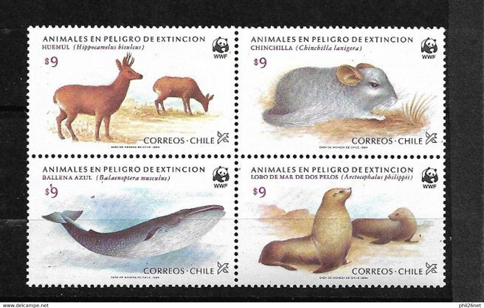 Chili    Bloc  Des N°  676 à  679   Neufs  * *     B/TB     - Antarktischen Tierwelt