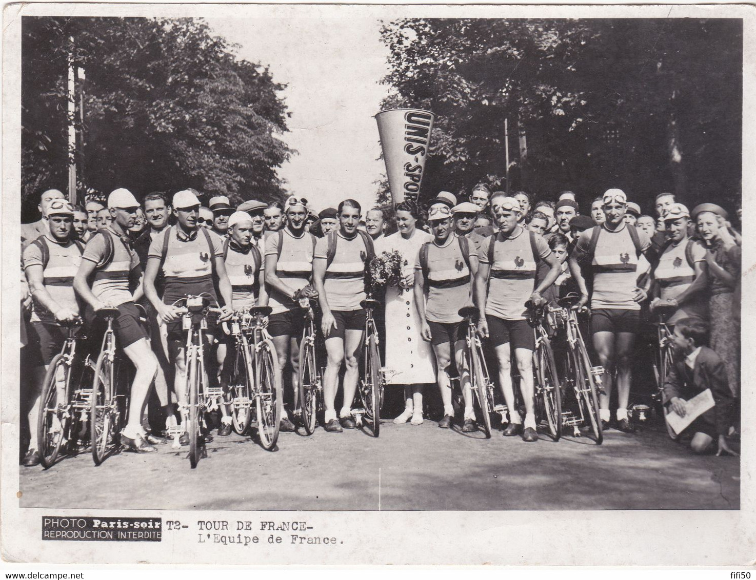 TOUR DE FRANCE L'EQUIPE DE FRANCE CYCLISTE AU GRAND COMPLET Photo PARIS -SOIR Années 50 ? - Radsport