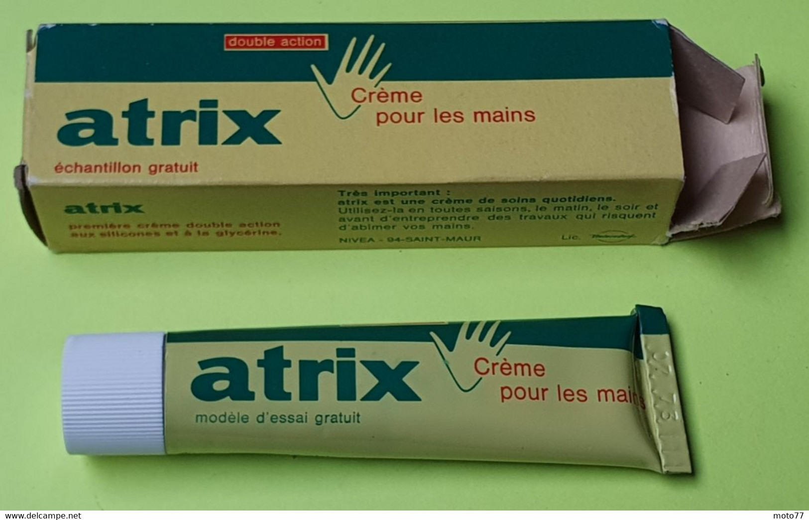 Ancienne BOITE & TUBE De Crème ATRIX Pour MAINS NIVEA - POUR COLLECTION échantillon Gratuit - Très Bon état - Année 1973 - Produits De Beauté