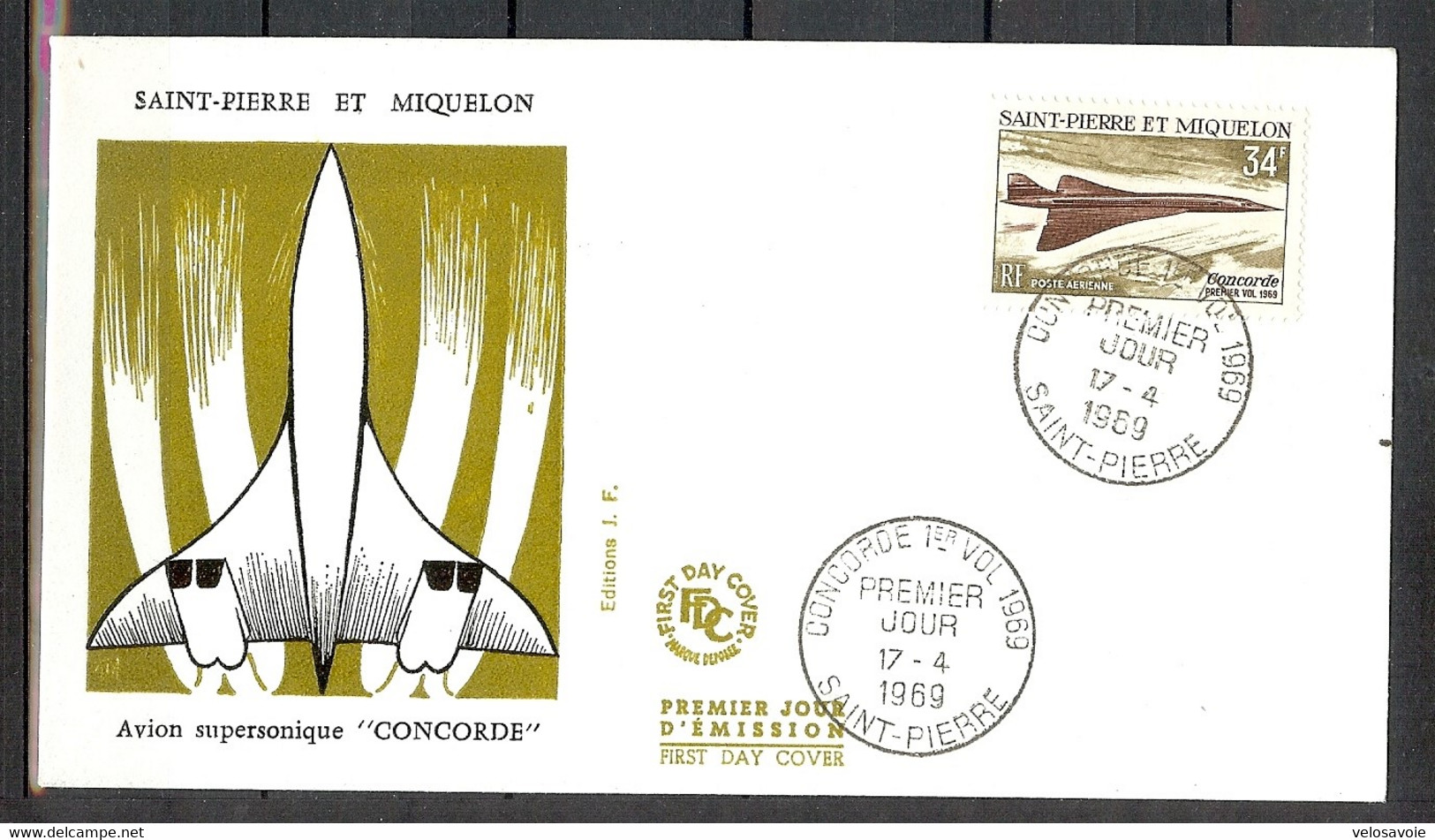 ST PIERRE ET MIQUELON PA 43 CONCORDE SUR ENVELOPPE PJ ILLUSTREE DU 17/04/69 - Concorde