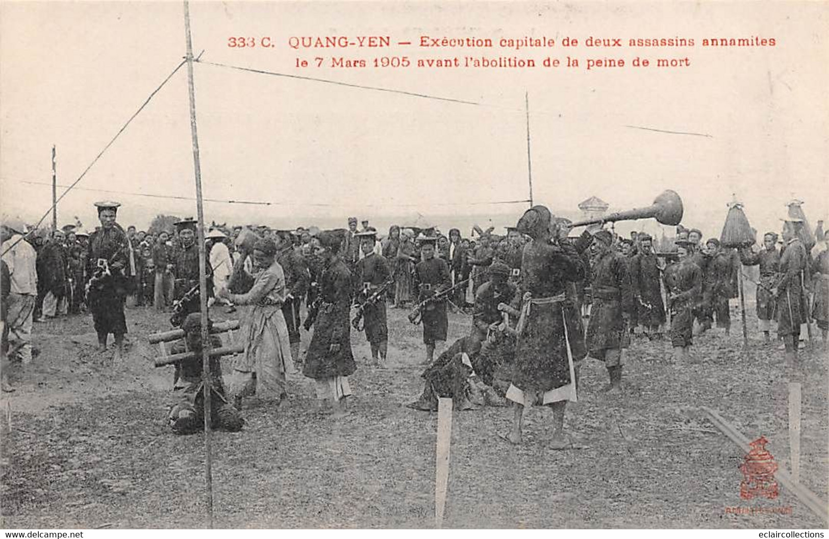 Asie. Viêt-Nam :Tonkin: Justice. Exécution de deux assassins  7 Mars 1905 avant abolition    5 cartes  a Quang-Yen