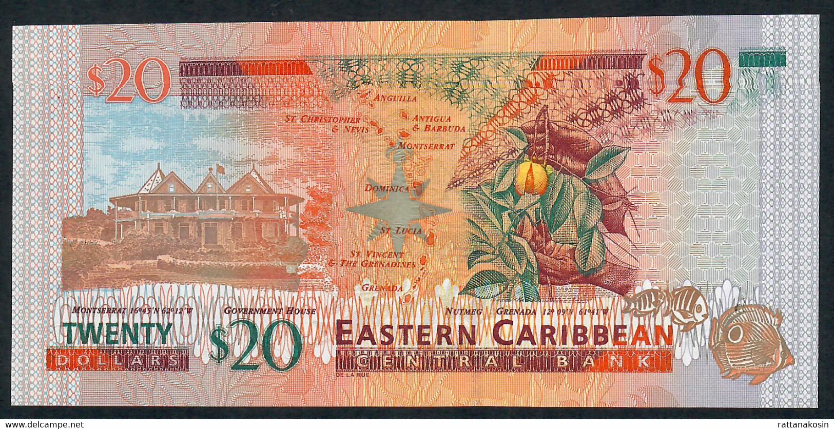 E.C.S. P44a 20 DOLLARS 2004  SUFFIX A Signature 2   UNC. - East Carribeans