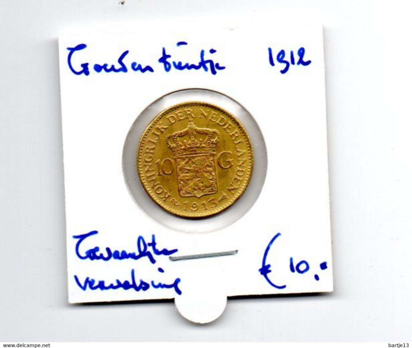 NEDERLAND 10 GULDEN 1913 WILHELMINA GOUD GEVAARLIJKE VERVALSING - 10 Gulden