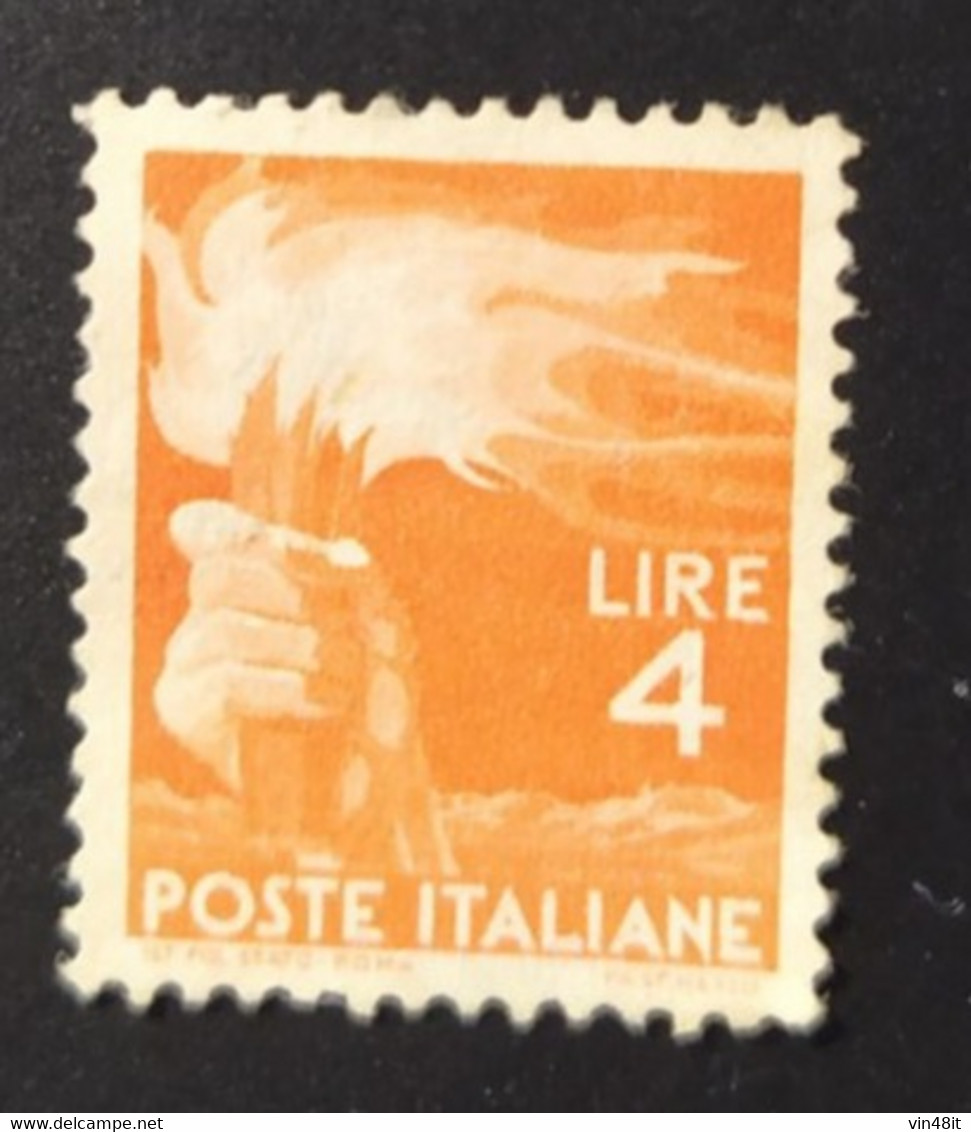 1945 -  ITALIA REPUBBLICA   -  DEMOCRATICA  -   VALORE LIRE 4  -   USATO - Autres & Non Classés