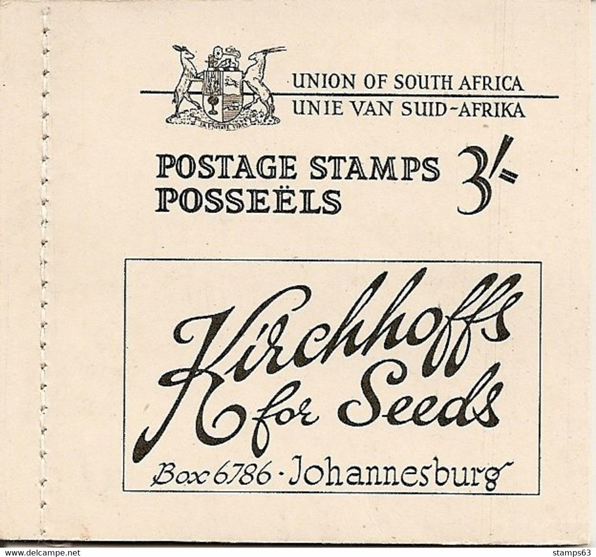 . SOUTH AFRICA, 1948, Booklet 18c, 3/-, Springbok, Van Riebeeck's Ship, Gold Mine (#1152783 - Postzegelboekjes