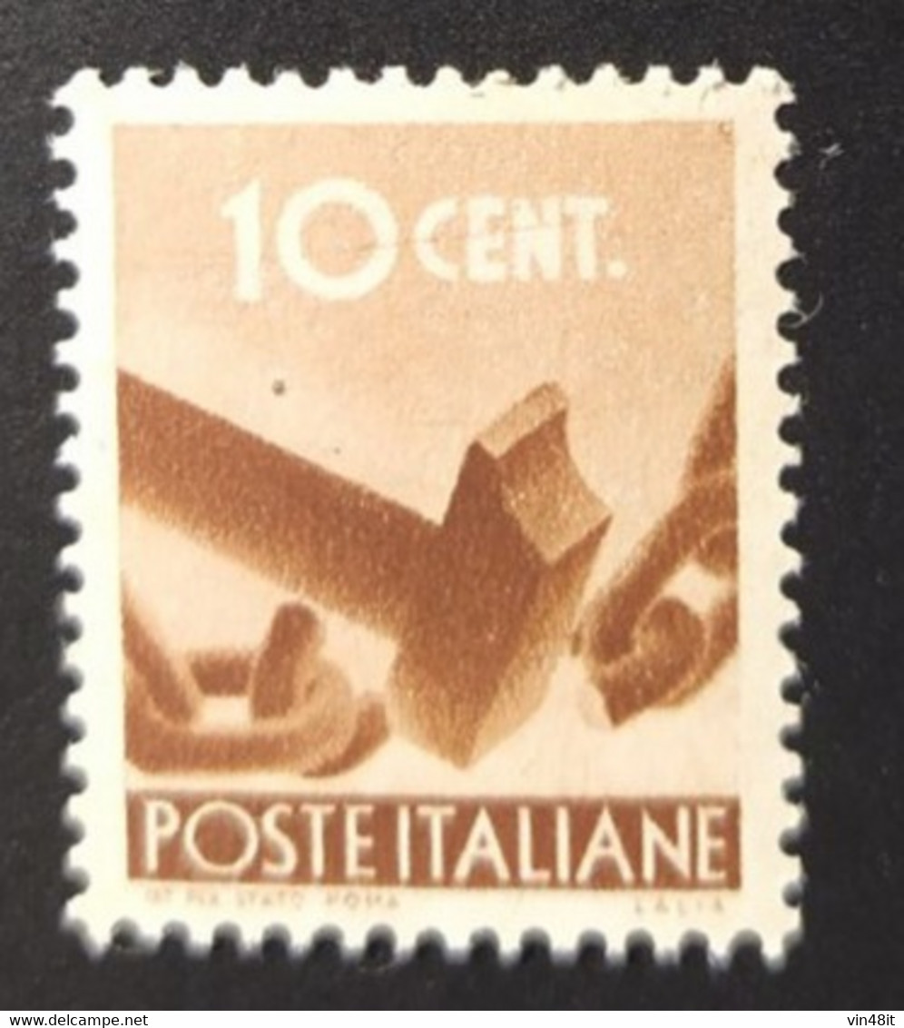 1945 -  ITALIA REPUBBLICA - DEMOCRATICA  -   VALORE CENTESIMI 10 - USATO - Autres & Non Classés