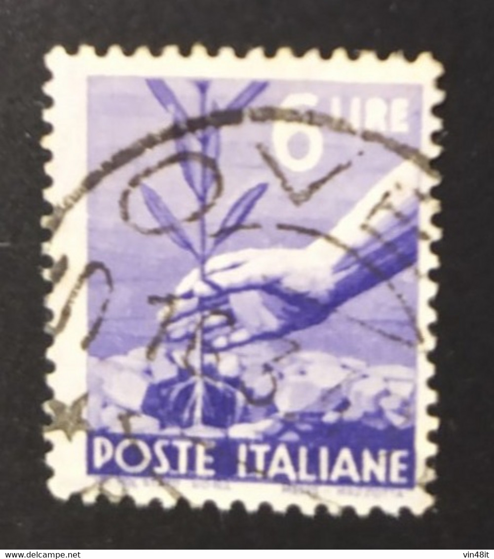 1945 - ITALIA  REPUBBLICA  -  DEMOCRATICA  -  VALORE LIRE 6  - USATO - Andere & Zonder Classificatie