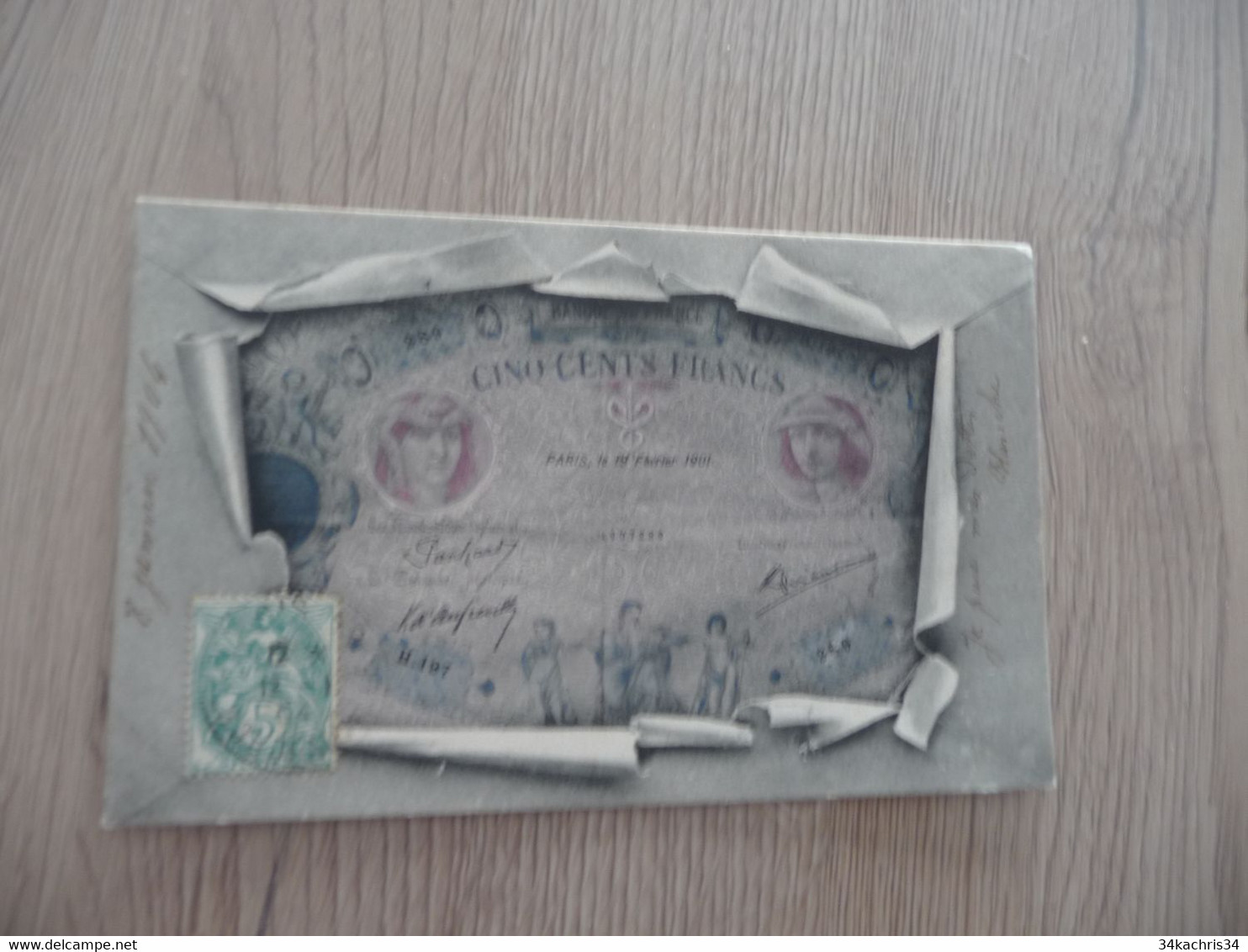 CPA Représentation Monnaies Billet Mille Francs France 1904 - Monnaies (représentations)