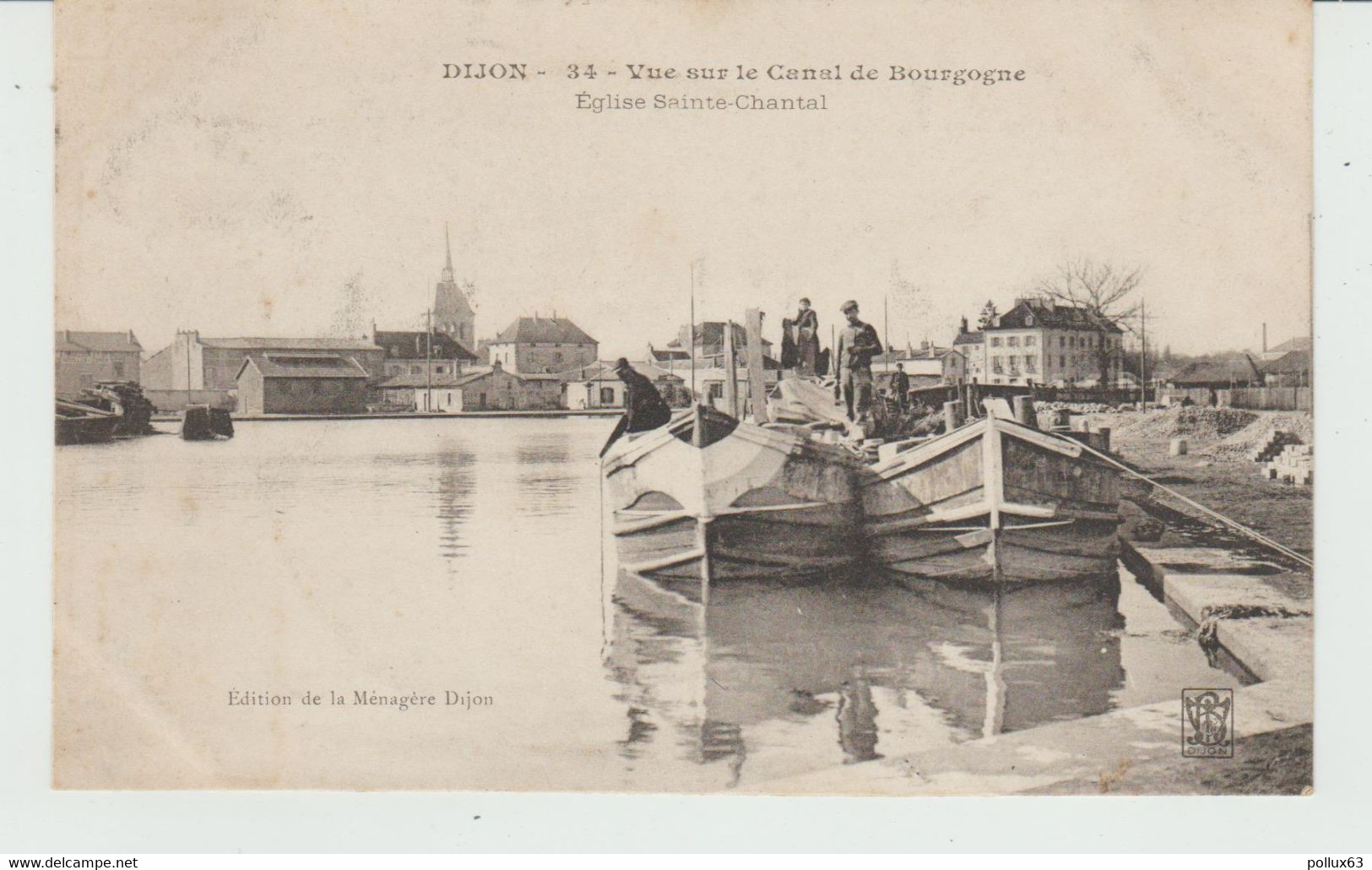 CPA DIJON (21) VUE SUR LE CANAL DE BOURGOGNE  - EGLISE SAINTE-CHANTAL  ANIMEE - Dijon