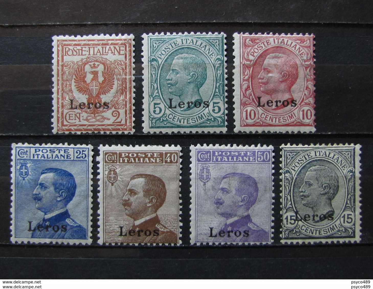 ITALIA Colonie Egeo Lero-1912- "Italia Sopr." 7 Val. MH* (descrizione) - Ägäis (Lero)