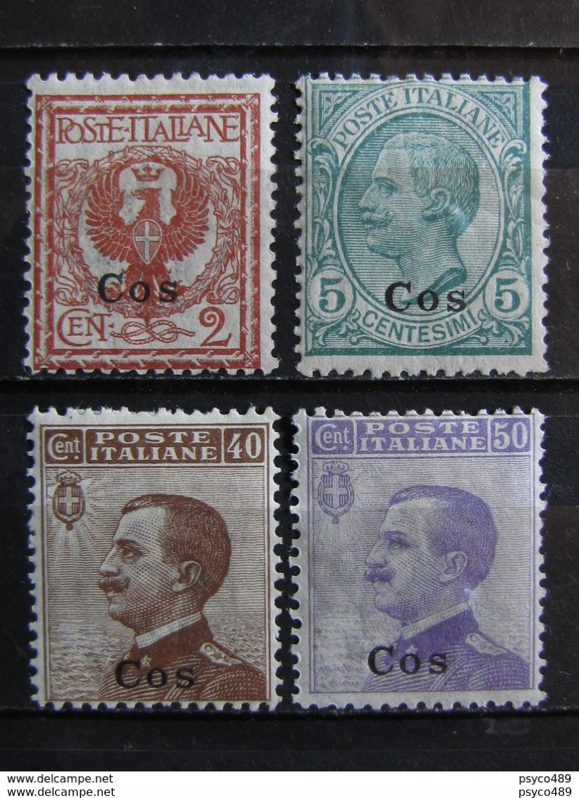 ITALIA Colonie Egeo Cos-1912- "Italia Sopr." 4 Val. MH* (descrizione) - Aegean (Coo)