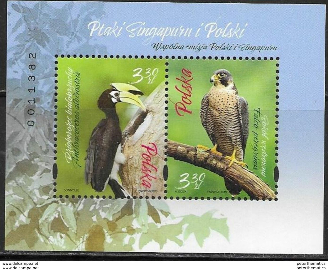 POLAND, 2019, MNH, JOINT ISSUE WITH SINGAPORE, BIRDS, BIRDS OF PREY, TOUCANS, SHEETLET - Águilas & Aves De Presa