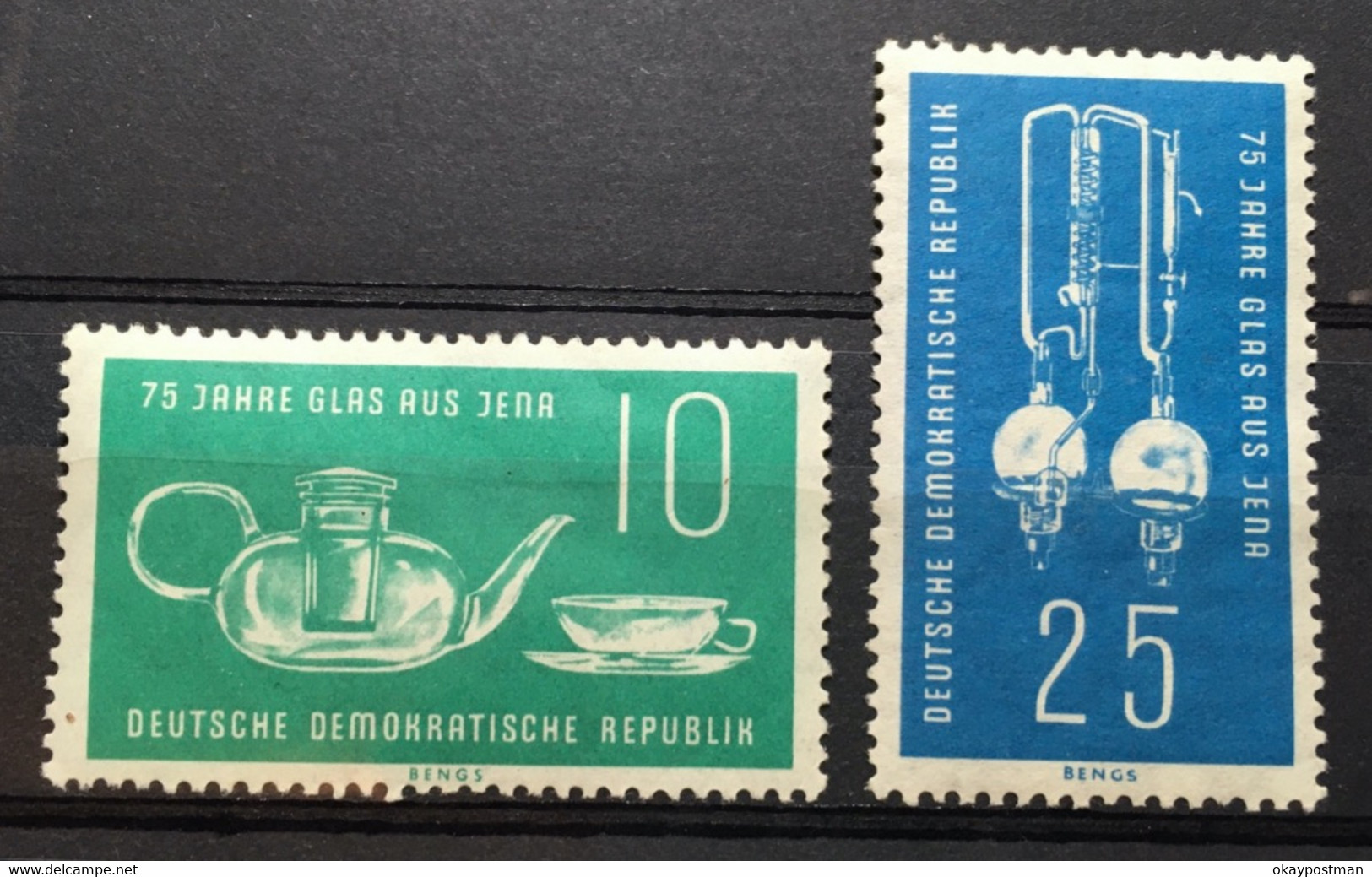 (698) DDR 1959 : Sc# 452-453 JENA GLASSWARE DISTILLING APPARATUS FLASS TEA SERVICE - MH - Ongebruikt