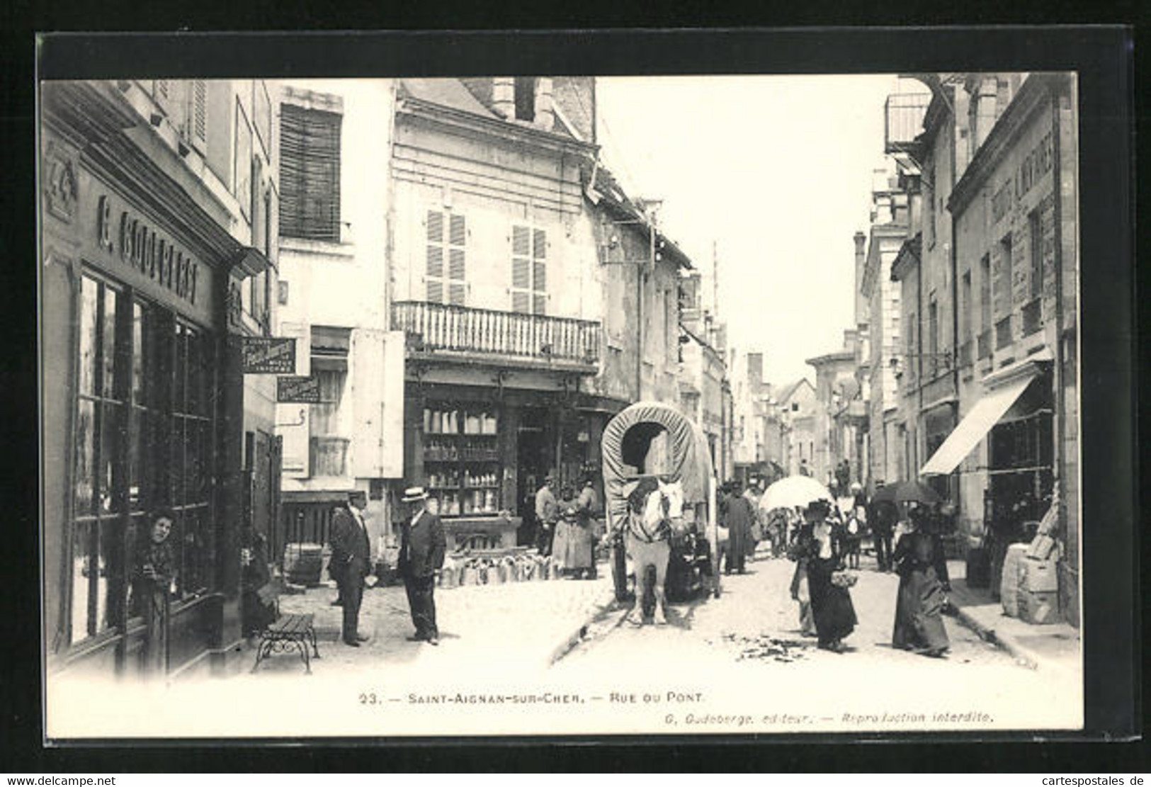 CPA Saint-Aignan-sur-Cher, Rue Du Pont, Vue De La Rue - Saint Aignan