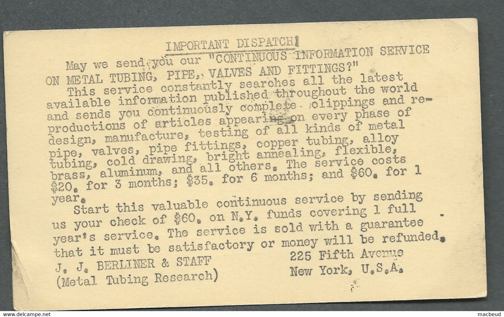 Entier Avec Affranchissement Complémentaire Pour La France Oblitéré En 1939 Madison Sq STA . N.y. 1  Raa 7614 - 1921-40