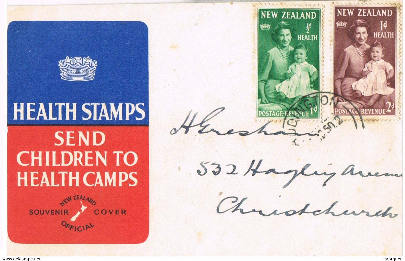 38597. Carta ADDINGTON (New Zealand) 1950. Health Stamps. Children's - Cartas & Documentos