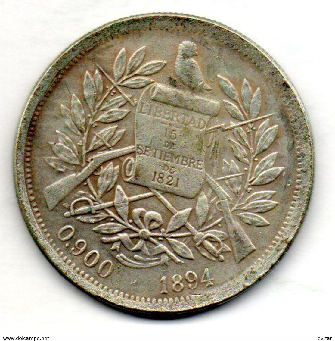 GUATEMALA, 1 Peso, Silver, Year 1894, KM #210 - Guatemala