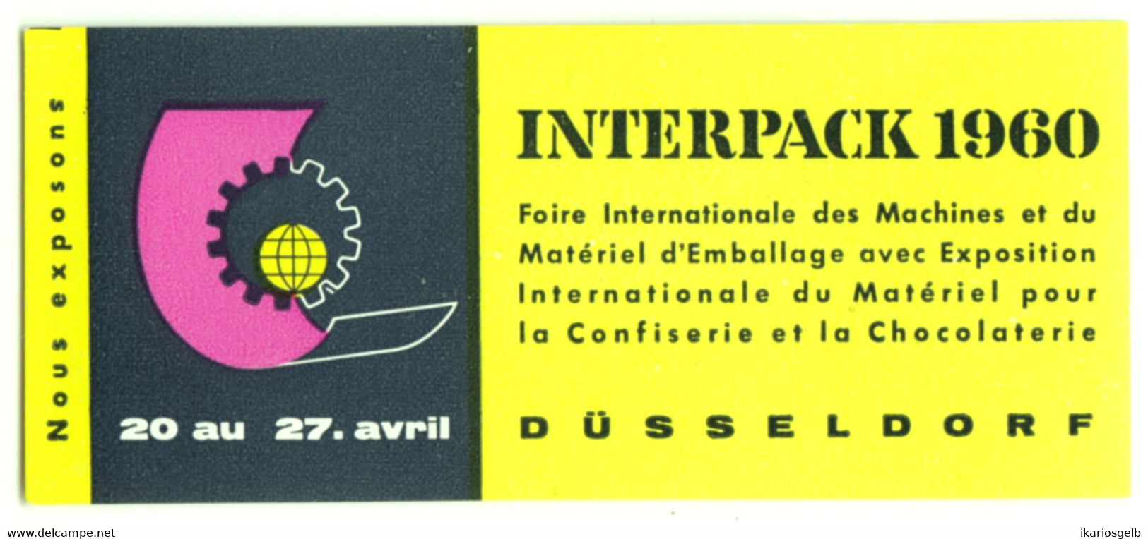 Düsseldorf 1960 " INTERPACK Fachmesse Machines Pour Confiserie-u.Chocolaterie " Vignette Cinderella Reklamemarke - Cinderellas