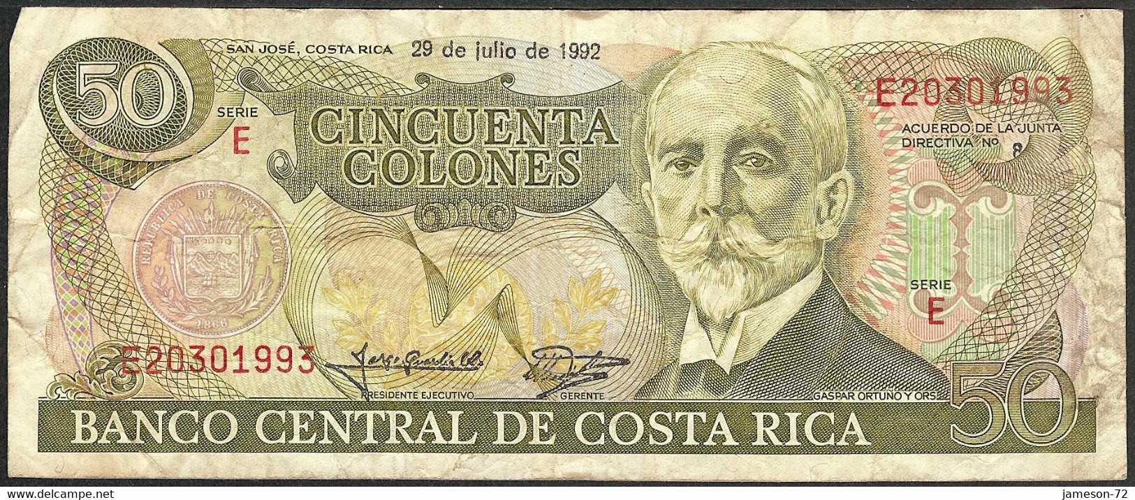 COSTA RICA - 50 Colones 1992 P# 257a America Banknote - Edelweiss Coins - Costa Rica