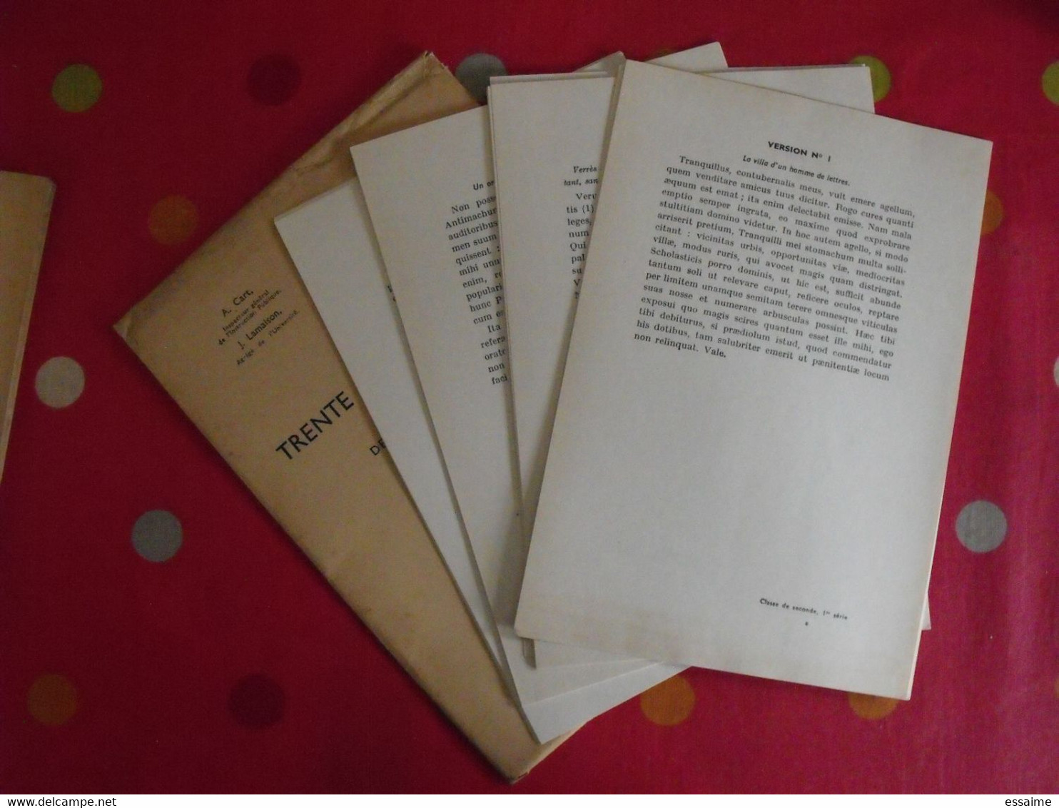 Trente Versions Latines à L'usages Des Secondes + Livre Du Professeur. Nathan 1959 - Fiches Didactiques