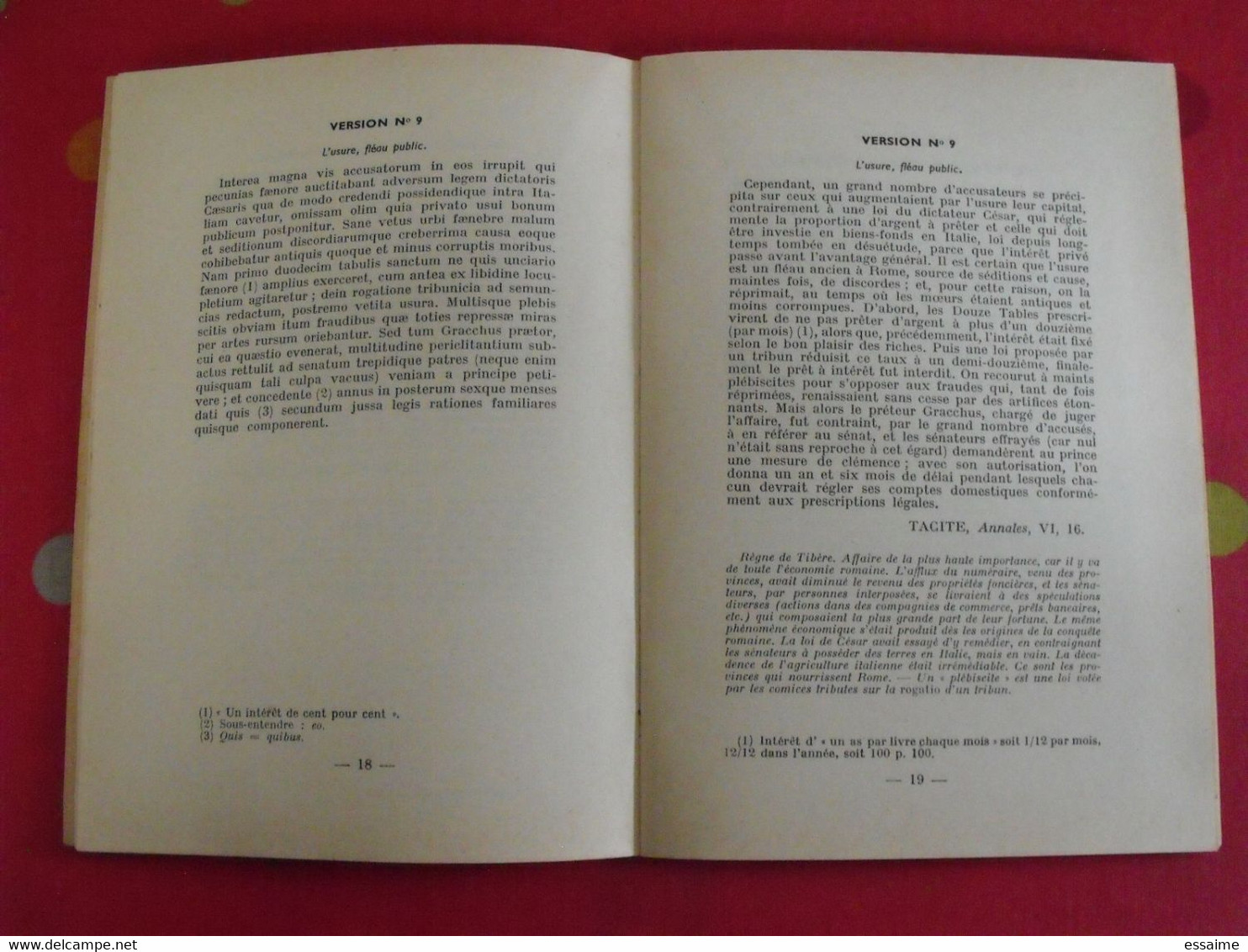 Trente Versions Latines à L'usages Des Secondes ABC + Livre Du Professeur. Nathan 1959 - Fiches Didactiques