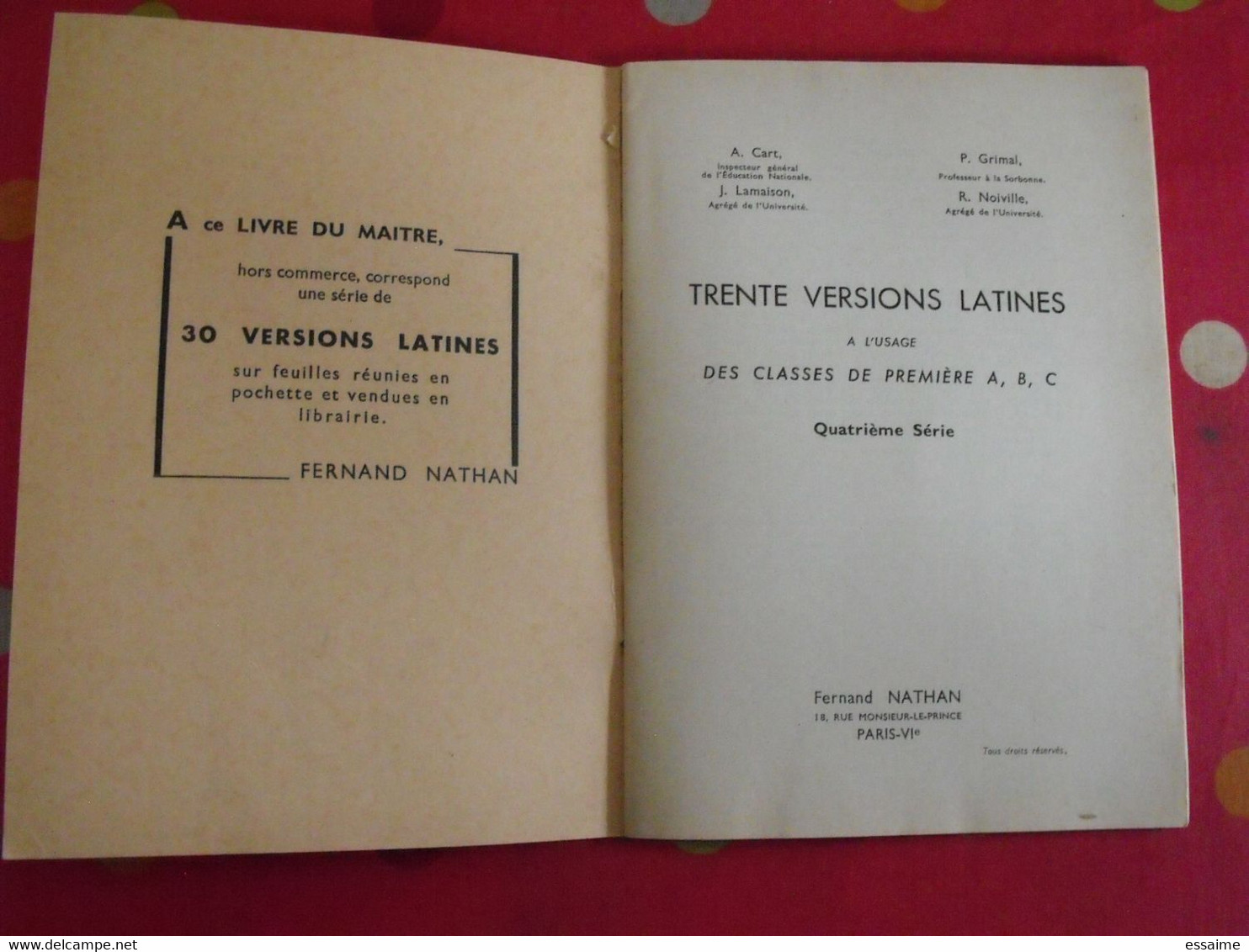 Trente Versions Latines à L'usages Des Premières ABC + Livre Du Professeur. Nathan 1961 - Learning Cards