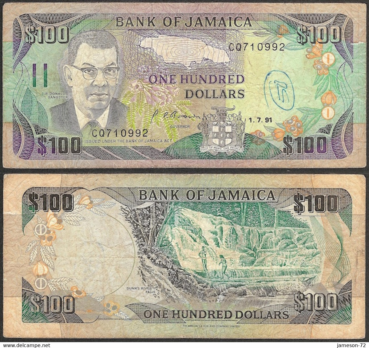 JAMAICA - 100 Dollars 1991 "Sir Donald Sangster" P# 75a - Edelweiss Coins - Jamaica
