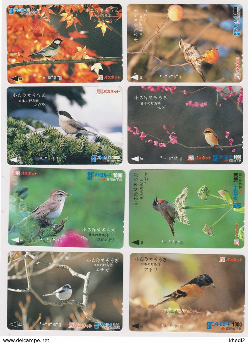 JAPON - SERIE COMPLETE NUMEROTEE De 16 Cartes OISEAUX   OISEAU  - LOT COMPLETE SET 16 JAPAN Cards BIRD BIRDS - Pájaros Cantores (Passeri)