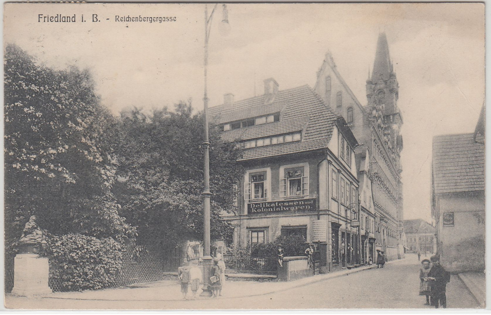 Polen/Schlesien - Bielitz Reichenberggasse Lebensmittelladen Sw-AK Gelaufen 1910 - Poland