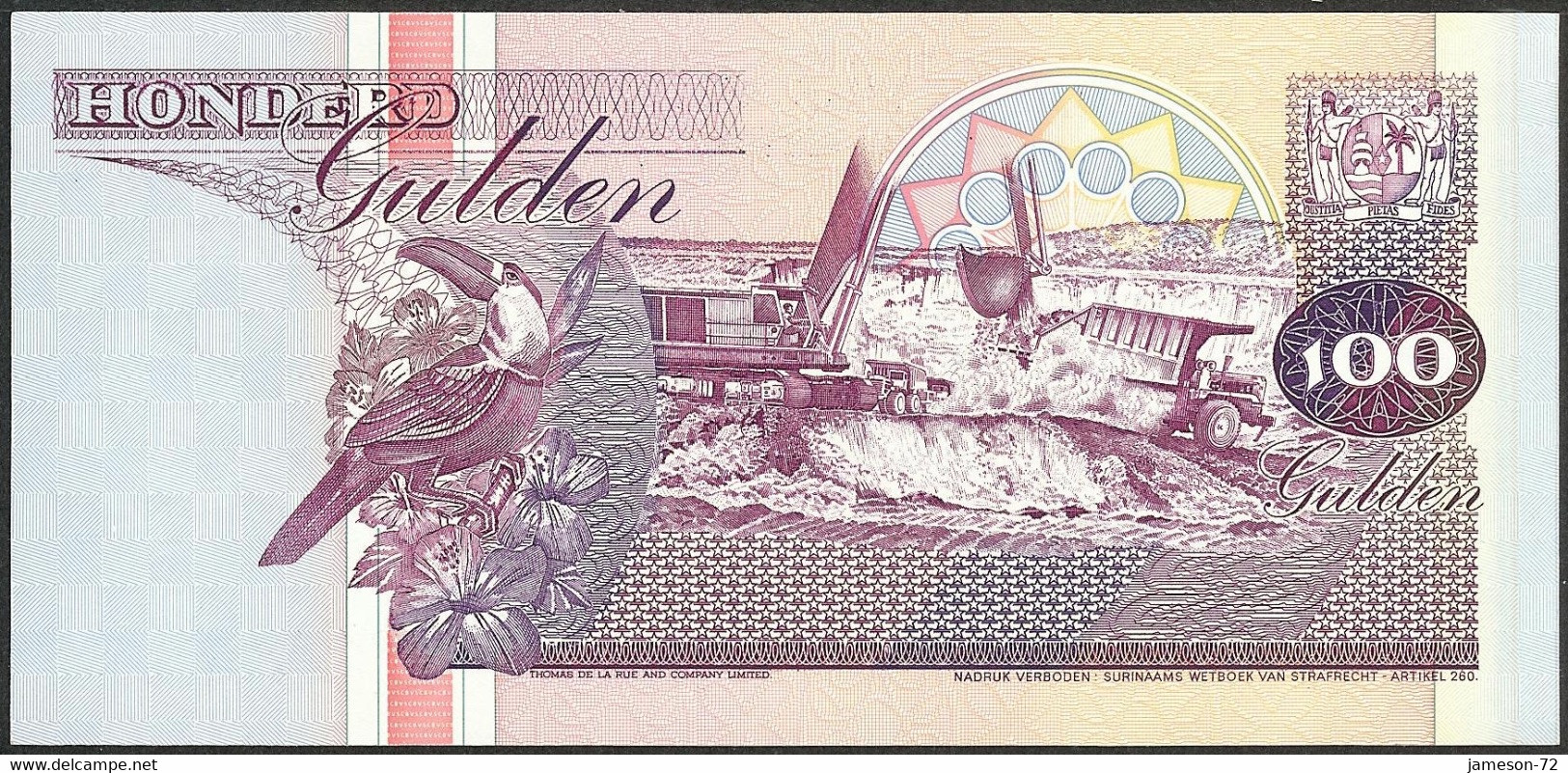 SURINAME - 100 Gulden 1998 P# 139b America Banknote - Edelweiss Coins - Surinam