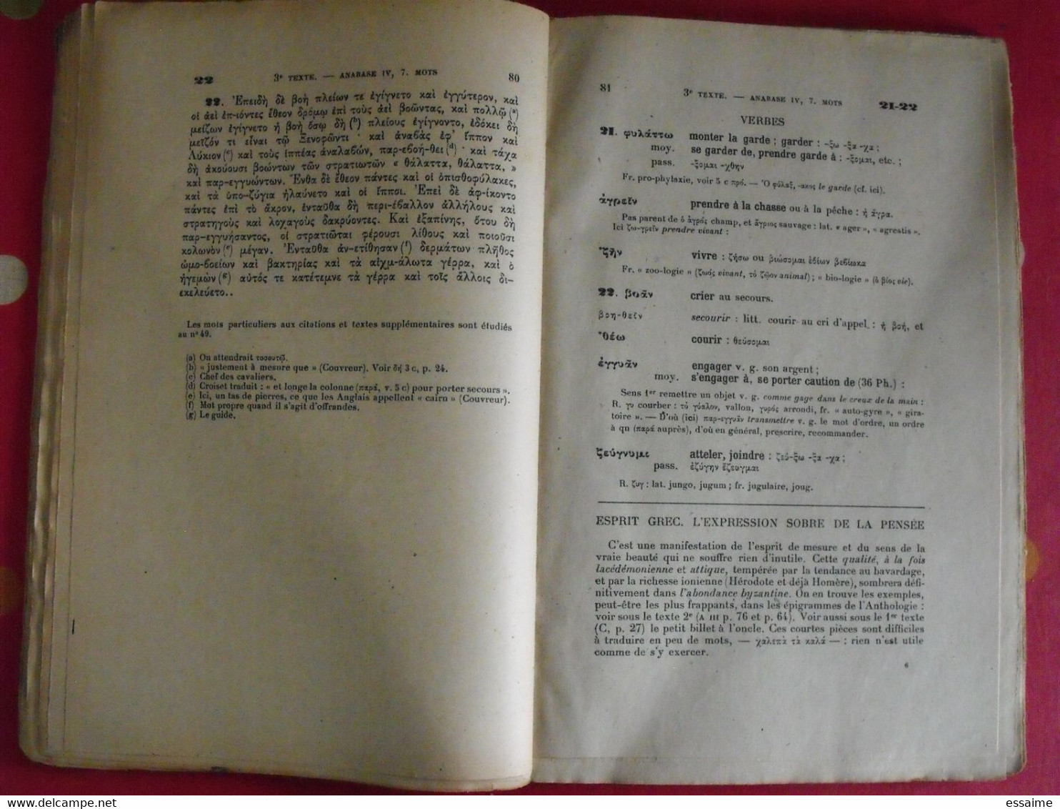 Vocabulaire Grec Commenté Et Sur Texte. Fontoynont. Auguste Picard 1946 - 18 Ans Et Plus