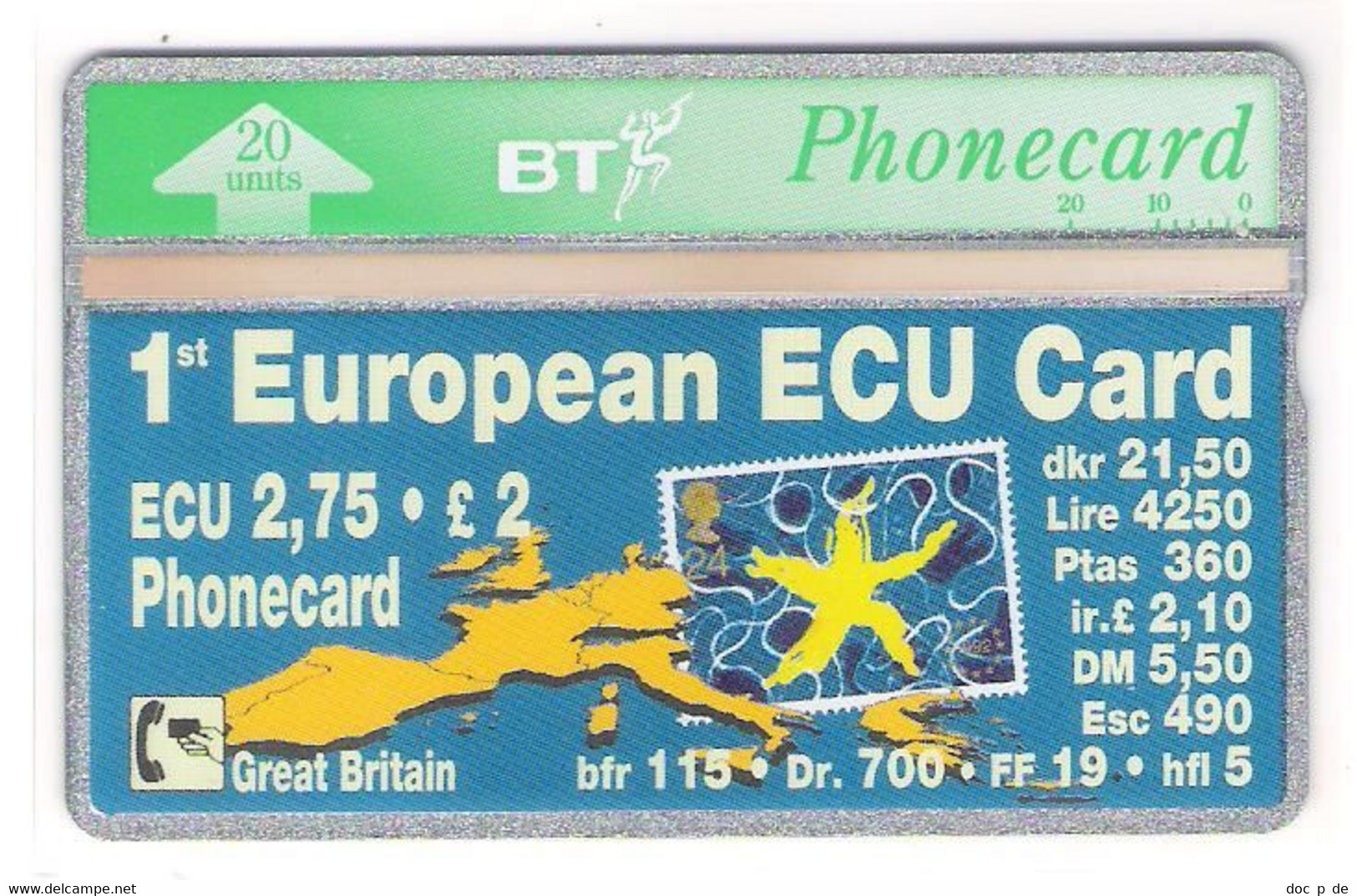 UK - BT - 1st European ECU Card - Stamp - Briefmarke - 231F - Mint - BT Emissioni Straniere